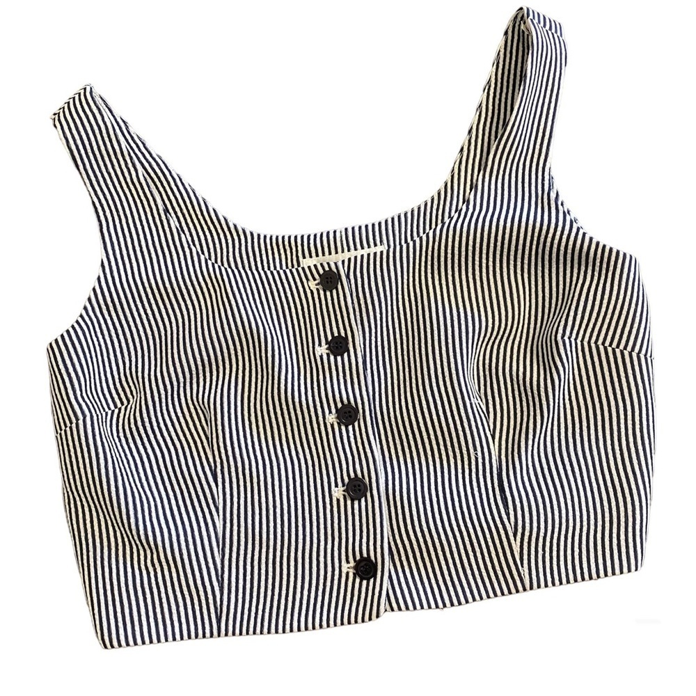 Gruppo Americano Vintage Navy Striped Crop Top Size 10 NWT